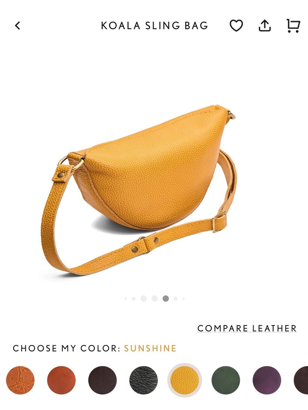 Portland leather sm Koala Crossbody Bag in Sunshine - Picture 11 of 15